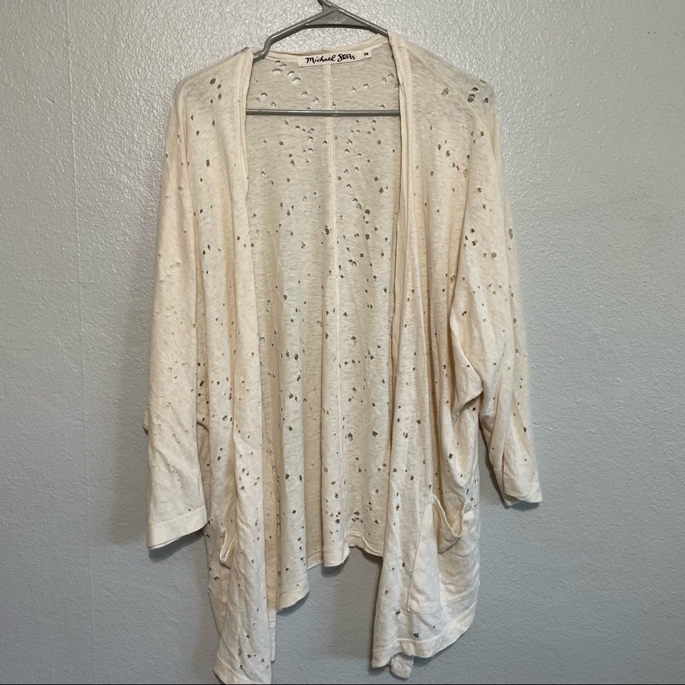 Michael Stars Distressed Hemp Open Cardigan​​​